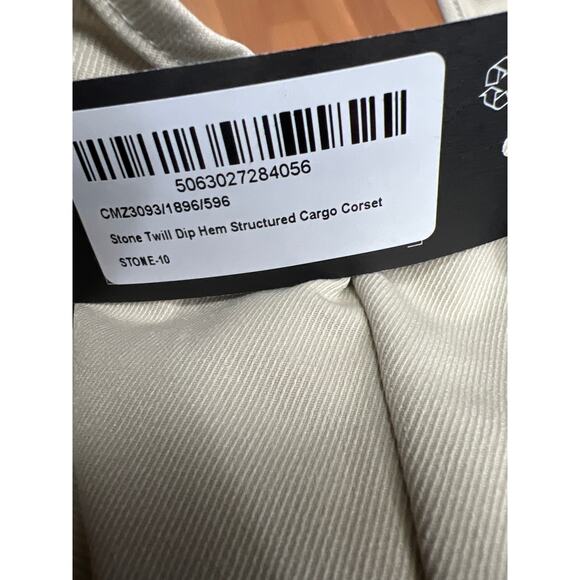 Pretty Little Things Stone Twill Dip Hem Structured Cargo Corset Pant Set Size 6 - Picture 10 of 10